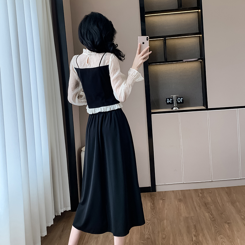 Chanelstyle lotus leaf edges autumn skirt 2pcs set