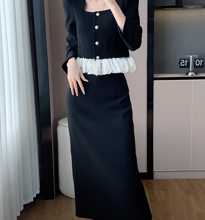 Temperament long show young autumn skirt 2pcs set