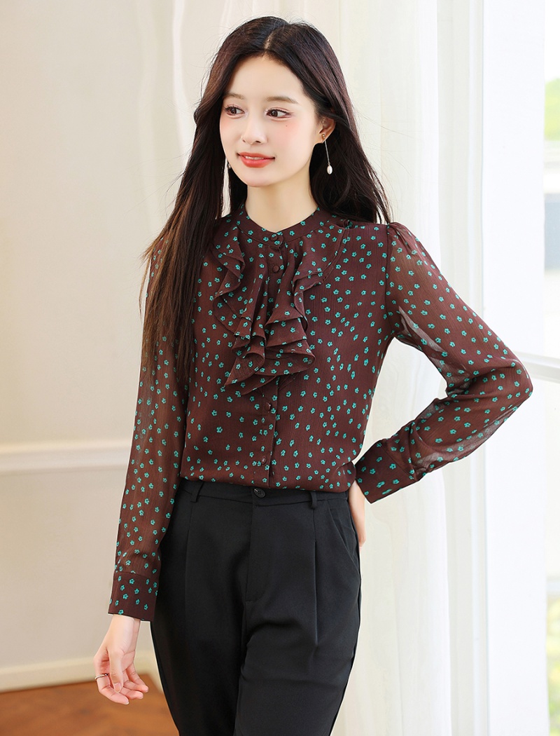 Chiffon autumn shirt show young small shirt for women