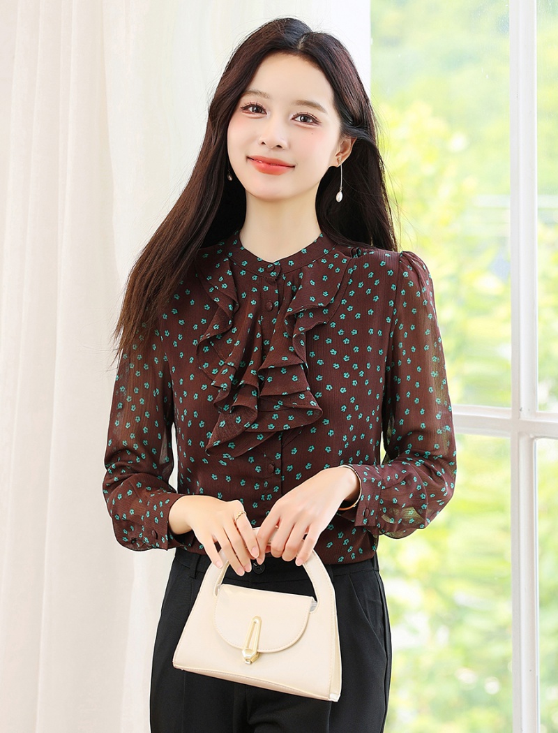 Chiffon autumn shirt show young small shirt for women