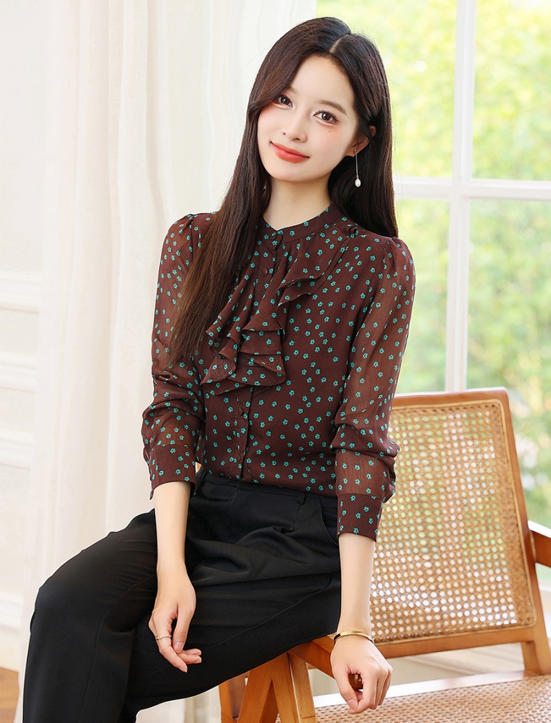 Chiffon autumn shirt show young small shirt for women