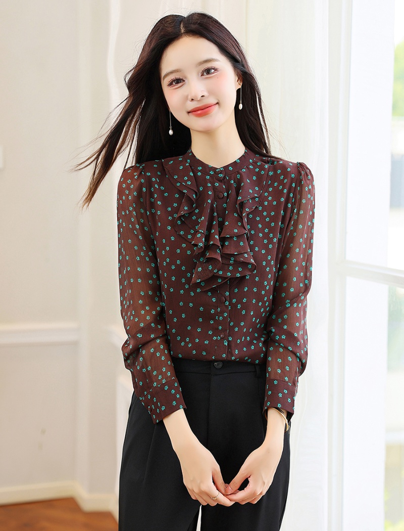 Chiffon autumn shirt show young small shirt for women