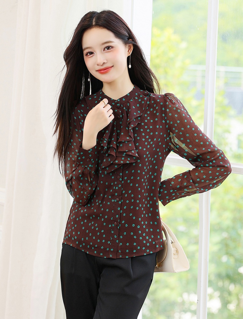 Chiffon autumn shirt show young small shirt for women