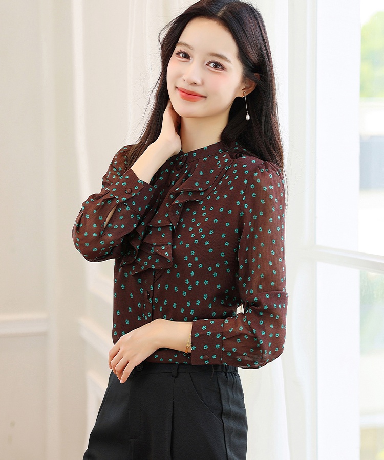 Chiffon autumn shirt show young small shirt for women