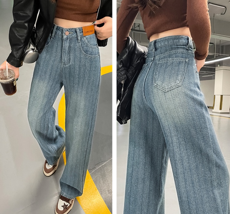 Loose retro pants autumn and winter jeans for women