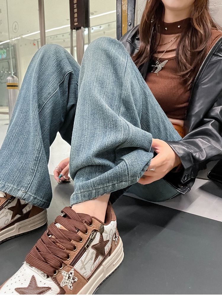 Loose retro pants autumn and winter jeans for women