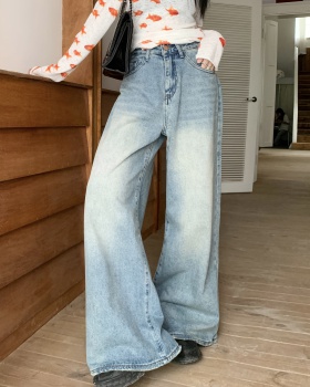 Denim straight loose mopping wide leg long pants