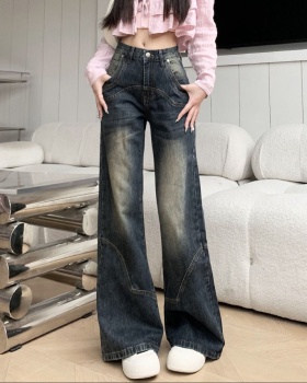 Large yard wide leg jeans low-waist long pants for women