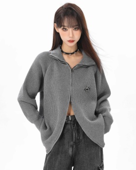 Spring and autumn tops double zip cardigan for women