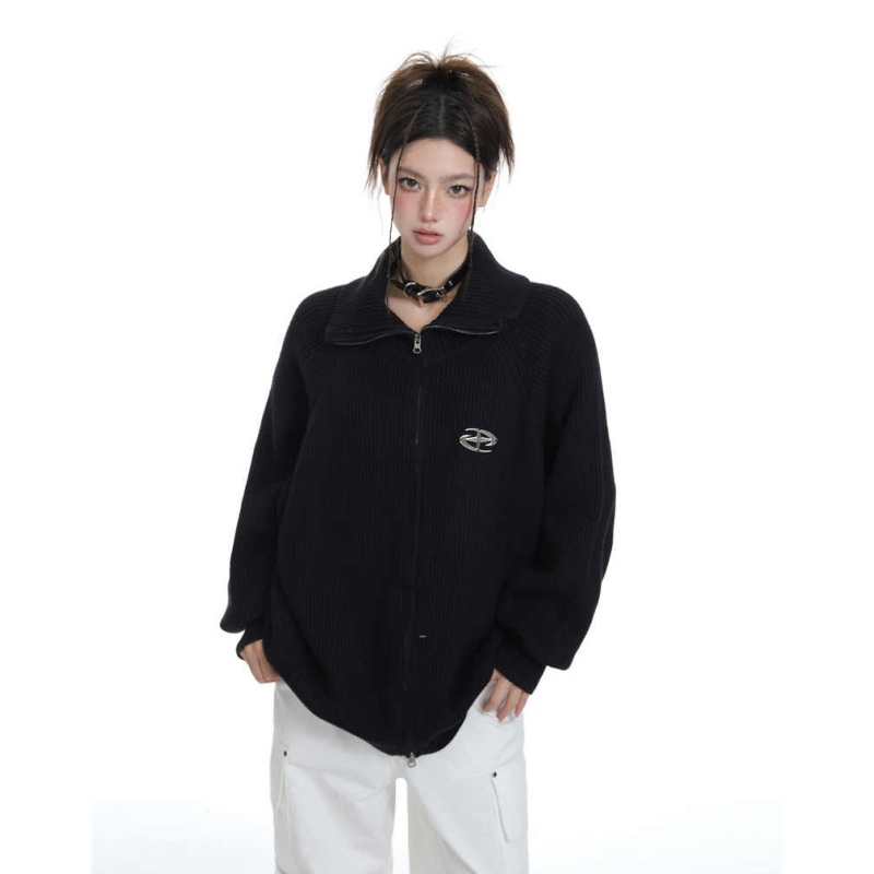 Spring and autumn tops double zip cardigan for women