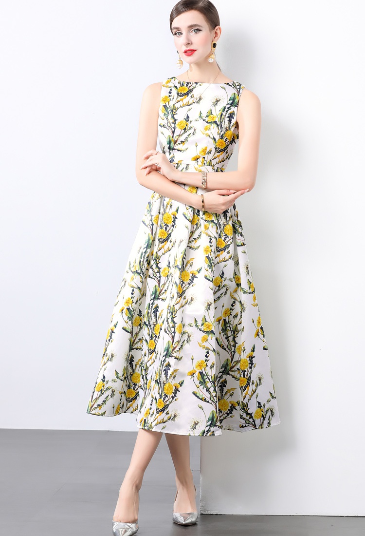 Clipping high waist stereoscopic sleeveless dress