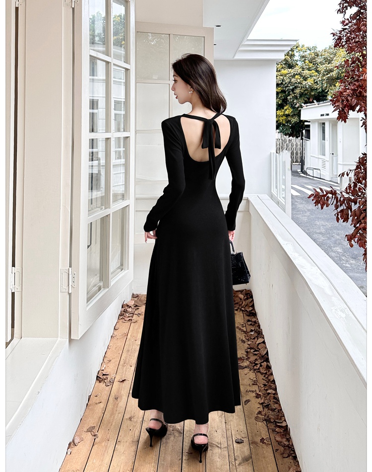 Frenum halter long dress Hepburn style dress for women