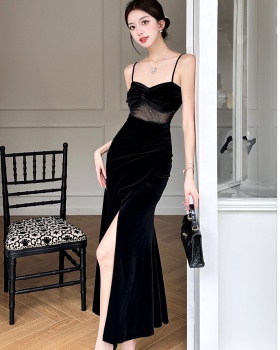 Ladies sexy dress velvet evening dress