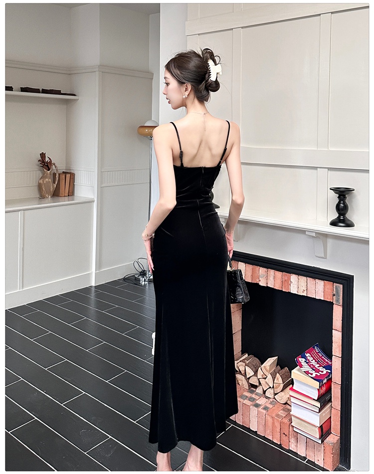 Ladies sexy dress velvet evening dress