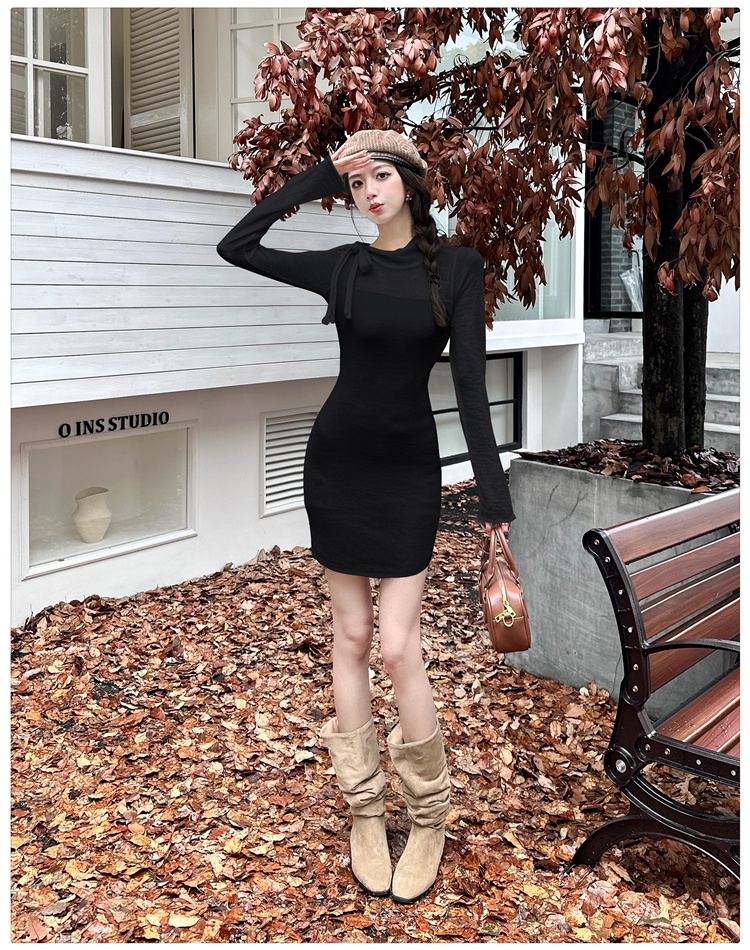 Autumn and winter package hip knitted dress