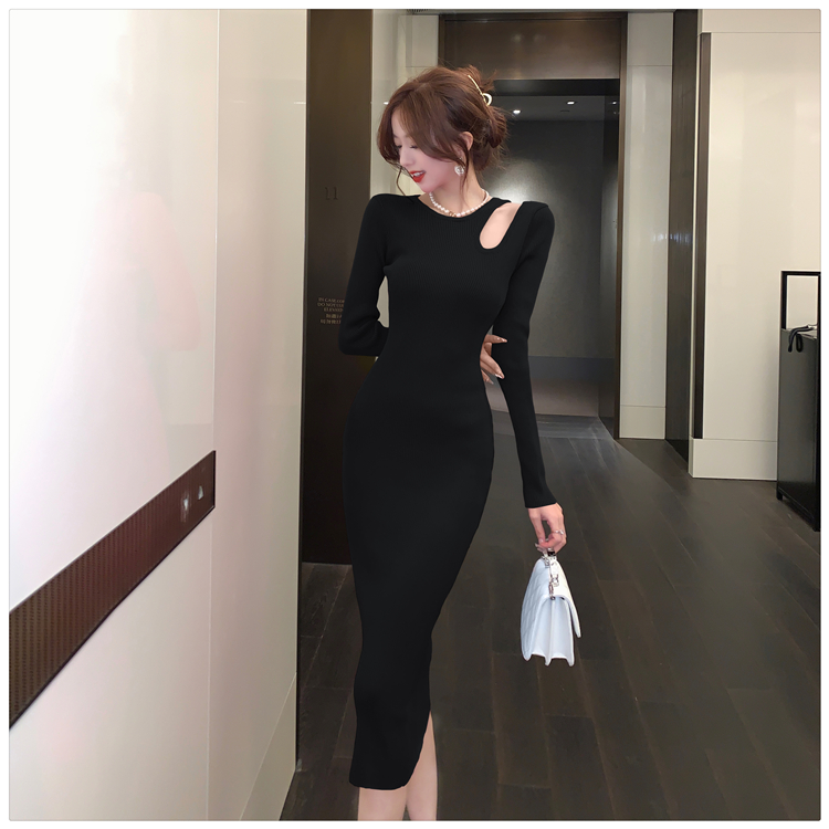 Split autumn and winter temperament dress for women