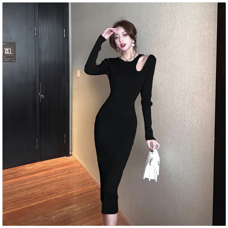 Split autumn and winter temperament dress for women