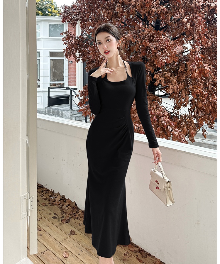 Bottoming temperament long dress halter dress for women