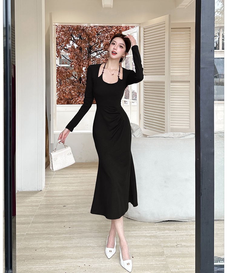 Bottoming temperament long dress halter dress for women