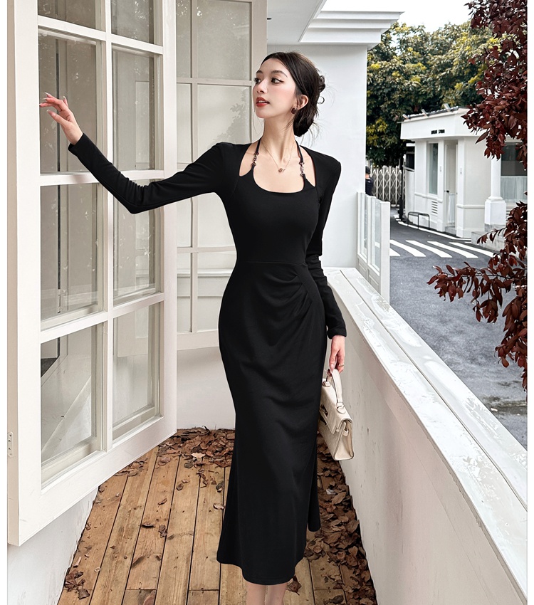 Bottoming temperament long dress halter dress for women