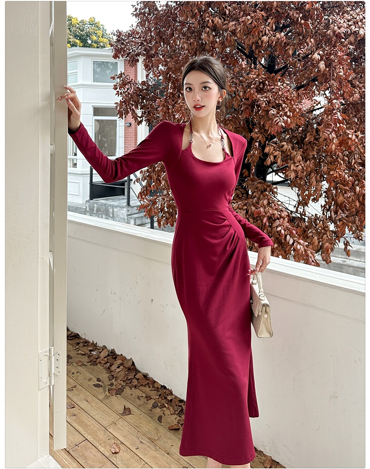 Bottoming temperament long dress halter dress for women