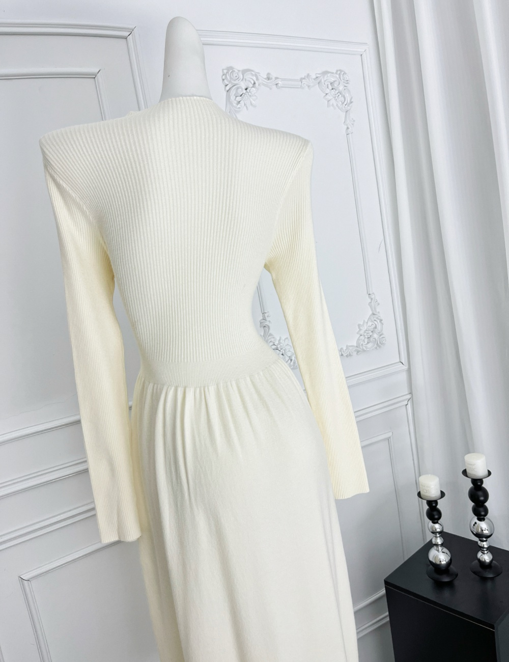 Knitted dress half high collar sweater dress for women