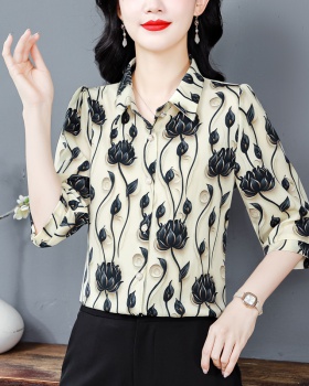 Autumn printing shirt unique sleeve art tops for women