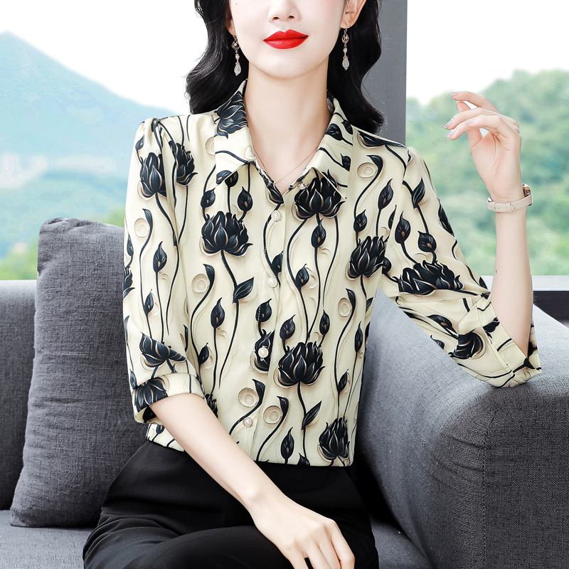 Autumn printing shirt unique sleeve art tops for women