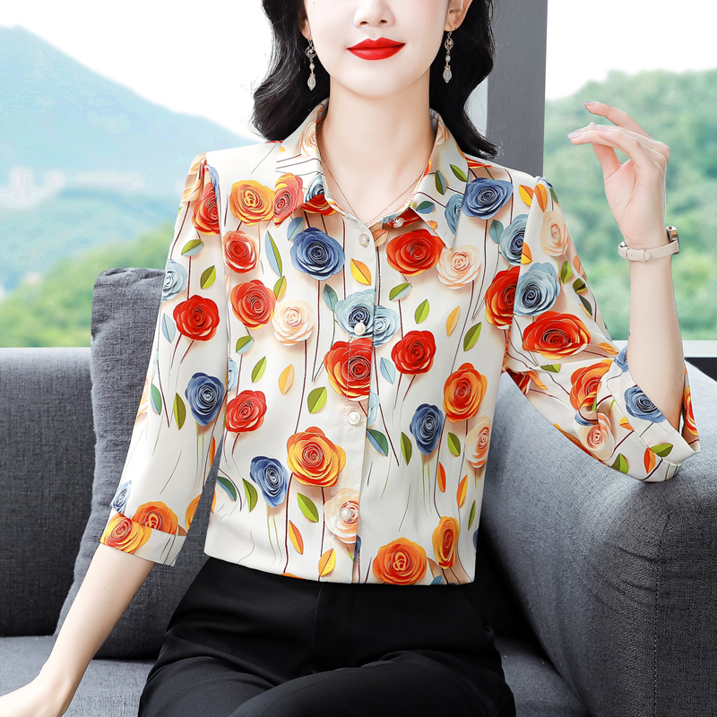 Autumn printing shirt unique sleeve art tops for women