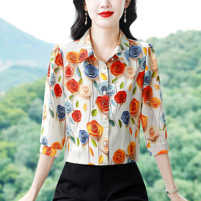 Autumn printing shirt unique sleeve art tops for women