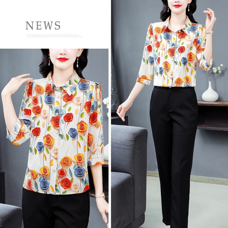 Autumn printing shirt unique sleeve art tops for women