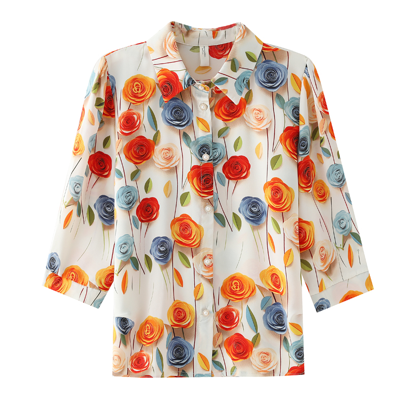 Autumn printing shirt unique sleeve art tops for women