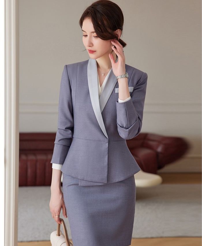 Long sleeve coat profession skirt 2pcs set for women