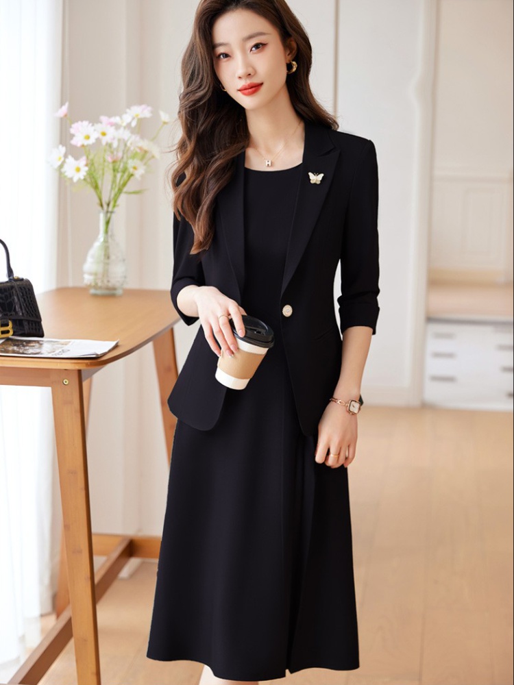 Short sleeve dress overalls business suit a set for women