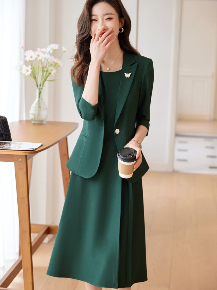 Short sleeve dress overalls business suit a set for women