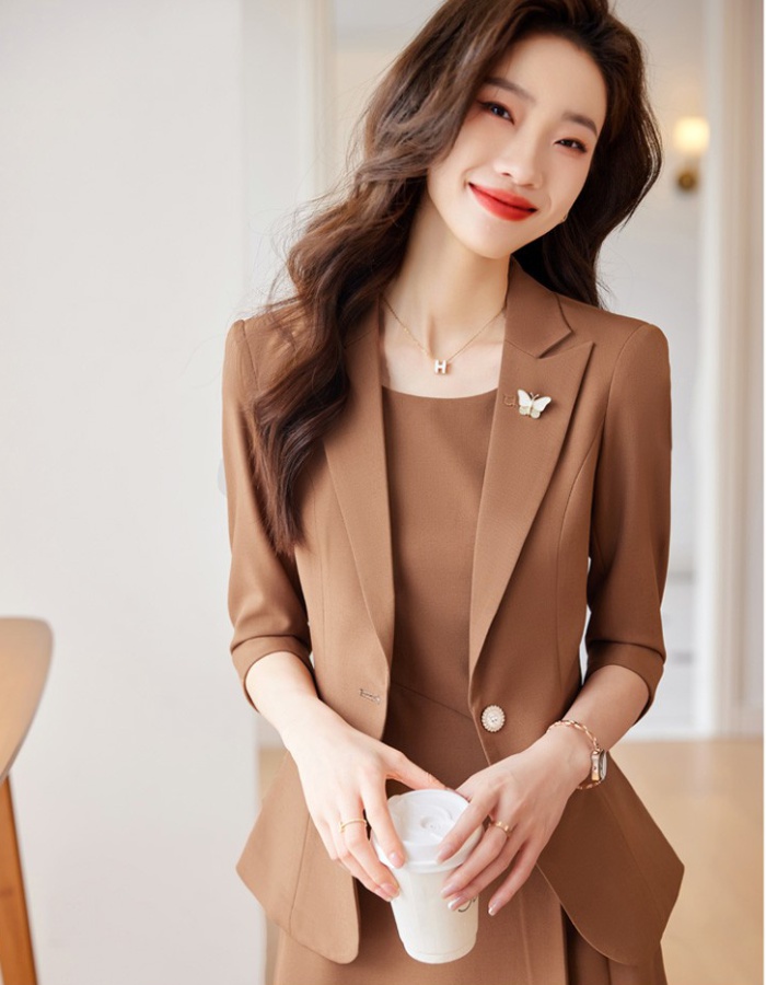 Short sleeve dress overalls business suit a set for women