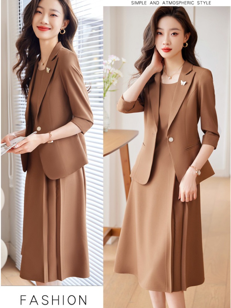 Short sleeve dress overalls business suit a set for women