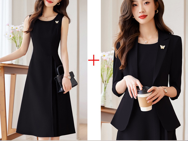 Short sleeve dress overalls business suit a set for women