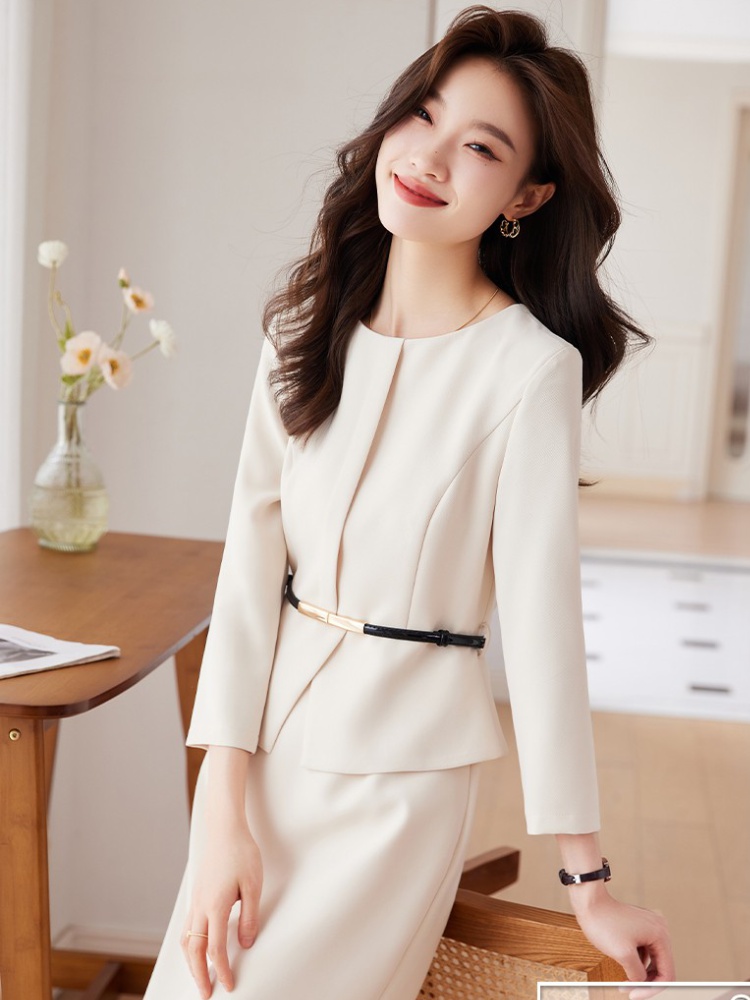 Pinched waist business suit dress for women