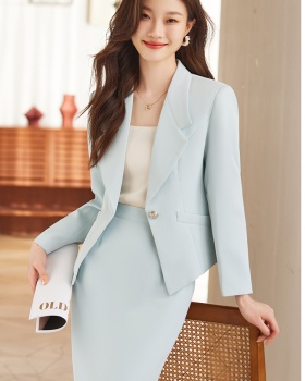 Long sleeve overalls skirt profession business suit 2pcs set