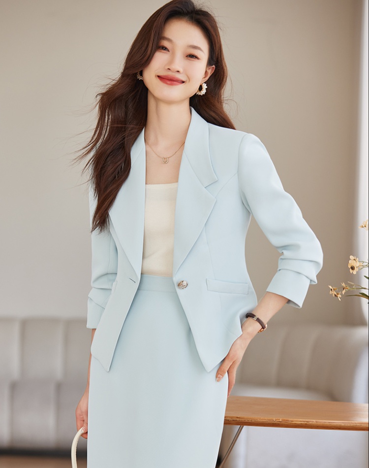 Long sleeve overalls skirt profession business suit 2pcs set