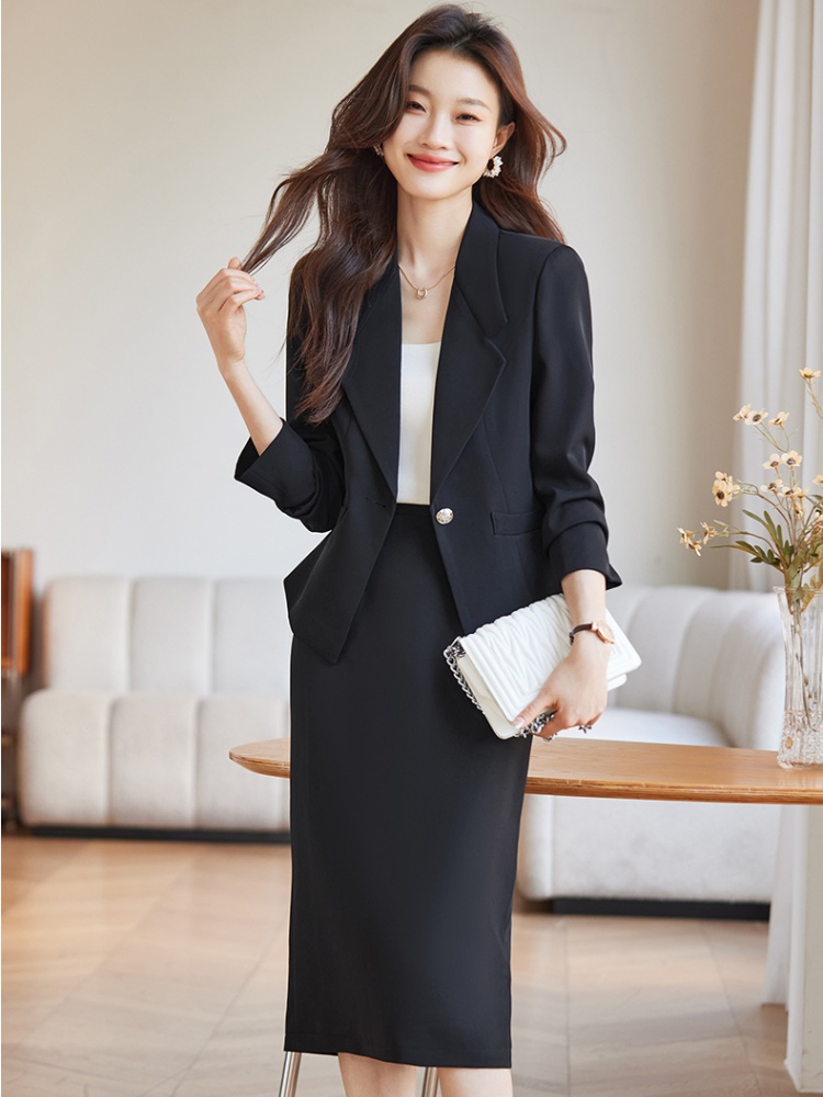 Long sleeve overalls skirt profession business suit 2pcs set