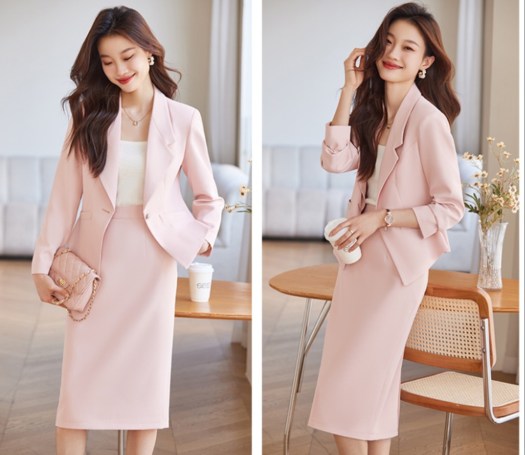 Long sleeve overalls skirt profession business suit 2pcs set