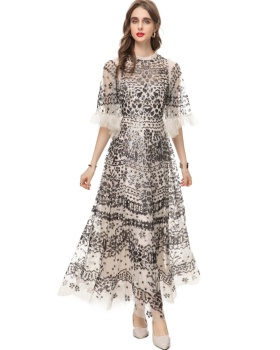 European style dress embroidery formal dress for women