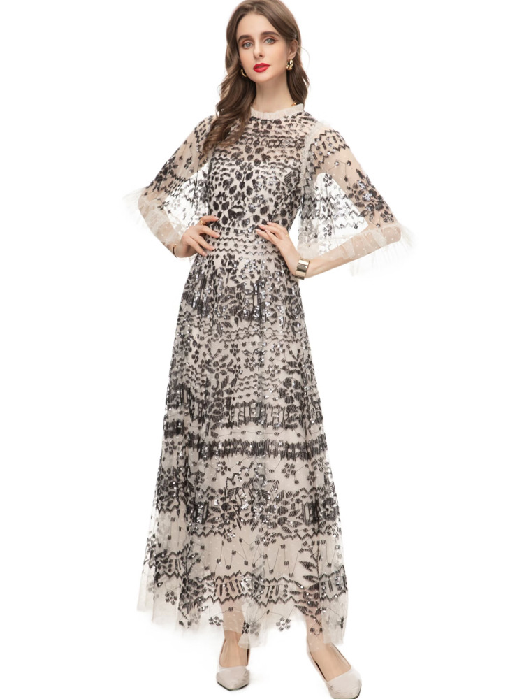 European style dress embroidery formal dress for women