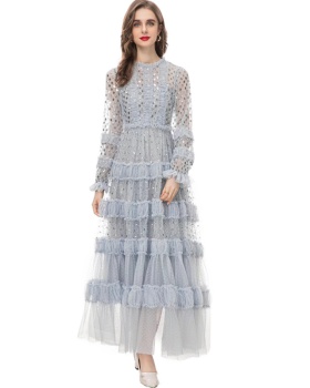 Long sleeve formal dress embroidery dress for women