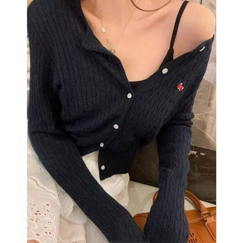 Thin knitted cardigan round neck sunscreen tops for women