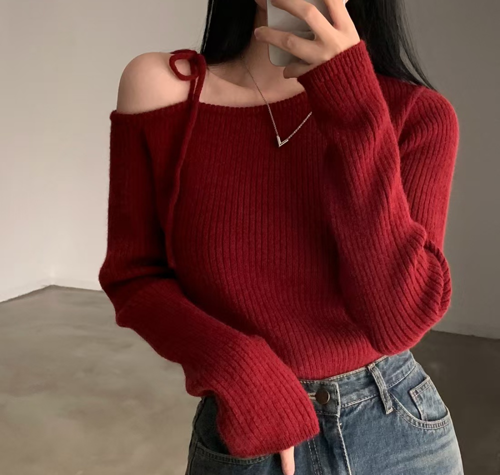 Retro slim autumn and winter knitted niche sweater for women