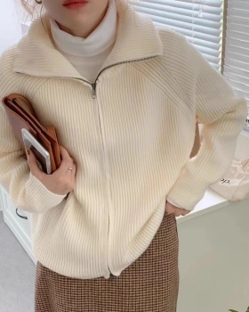 Autumn and winter zip sweater knitted cardigan for women