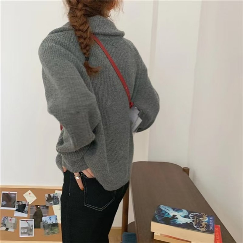 Autumn and winter zip sweater knitted cardigan for women